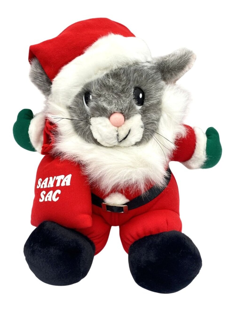 JC Penney Santa Sac Mouse Plush Toy Red Santa Outfit 11" Christmas Decor Vintage